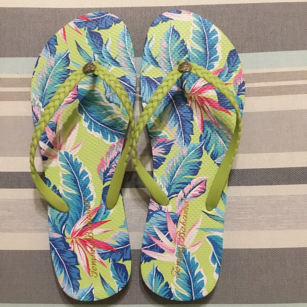NEW Tommy Bahama Whykiki Print Braid Flip Flops